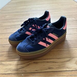 Adidas Platform Gazelle Navy and Pink Trainers
